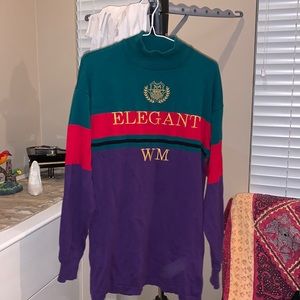 Striped mock neck sweater